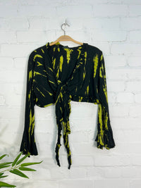 Long Sleeve Cropped Tie Top