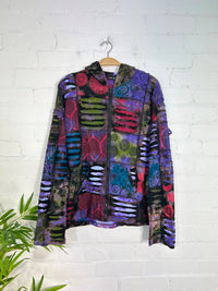 Patch & Slash Zip Hood Top