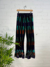 Multi Tie Dye Velvet Flared Trousers