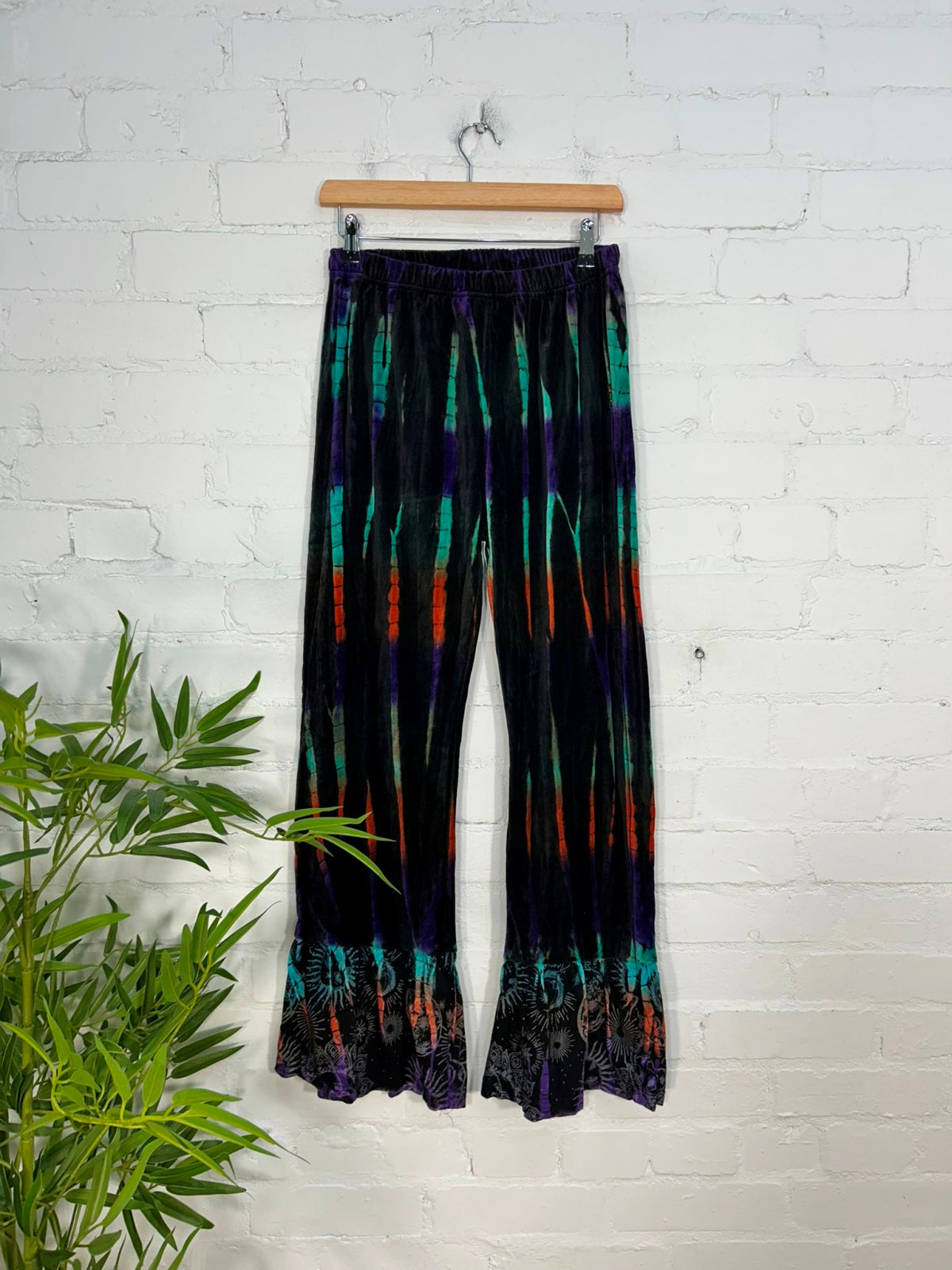 Multi Tie Dye Velvet Flared Trousers