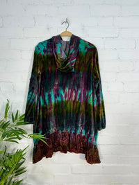 Multi Tie Dye Velvet Long Hood Top