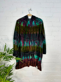 Multi Tie Dye Velvet Long Hood Top