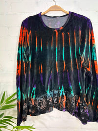 Multi Tie Dye Velvet Long Sleeve Top
