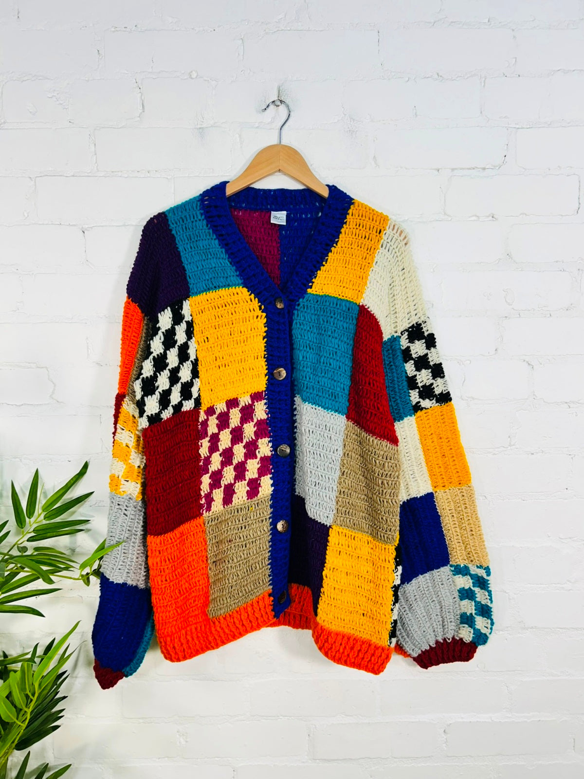 Multi Patchwork Knit Cardigan