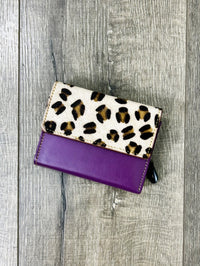 Small Square Multi and Fur Leather Purse
