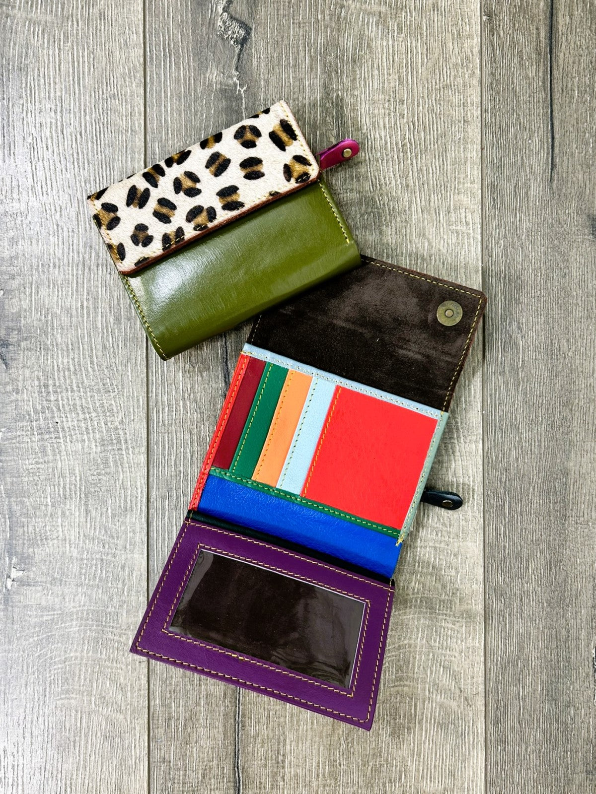 Small Square Multi and Fur Leather Purse