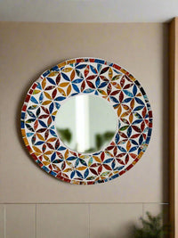 Multicolour Round Mosaic Mirror