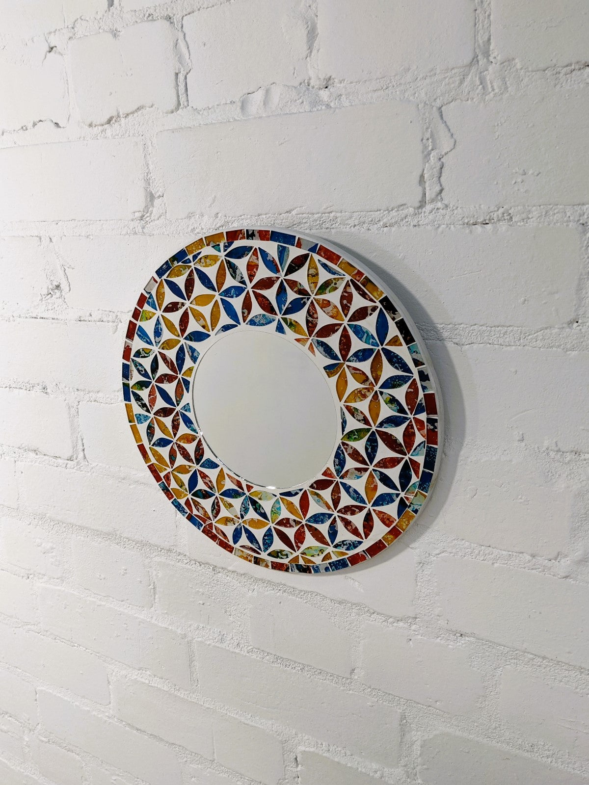 Multicolour Round Mosaic Mirror