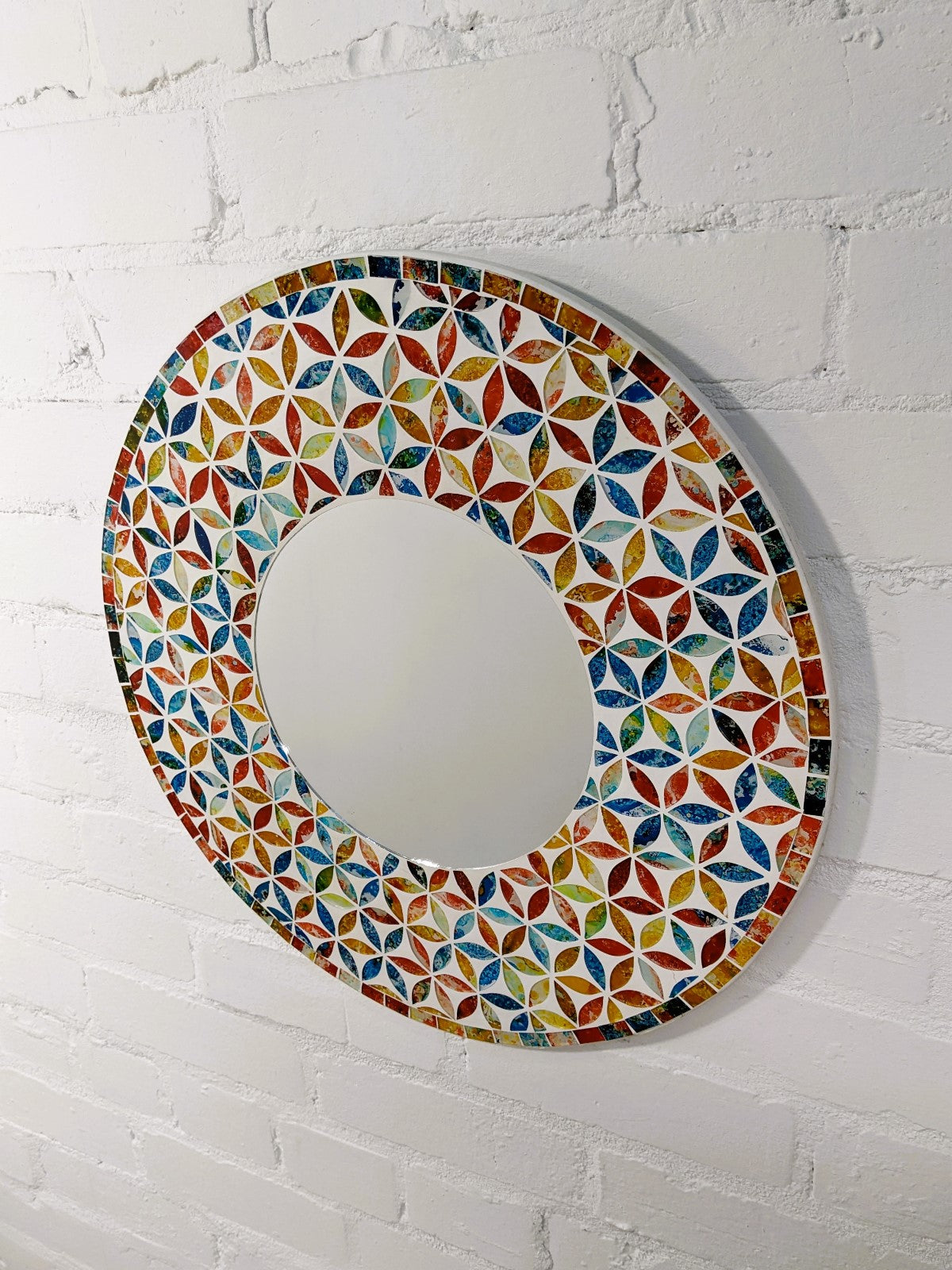 Multicolour Round Mosaic Mirror