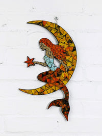 Mermaid And Moon Mosaic Wall Hanging