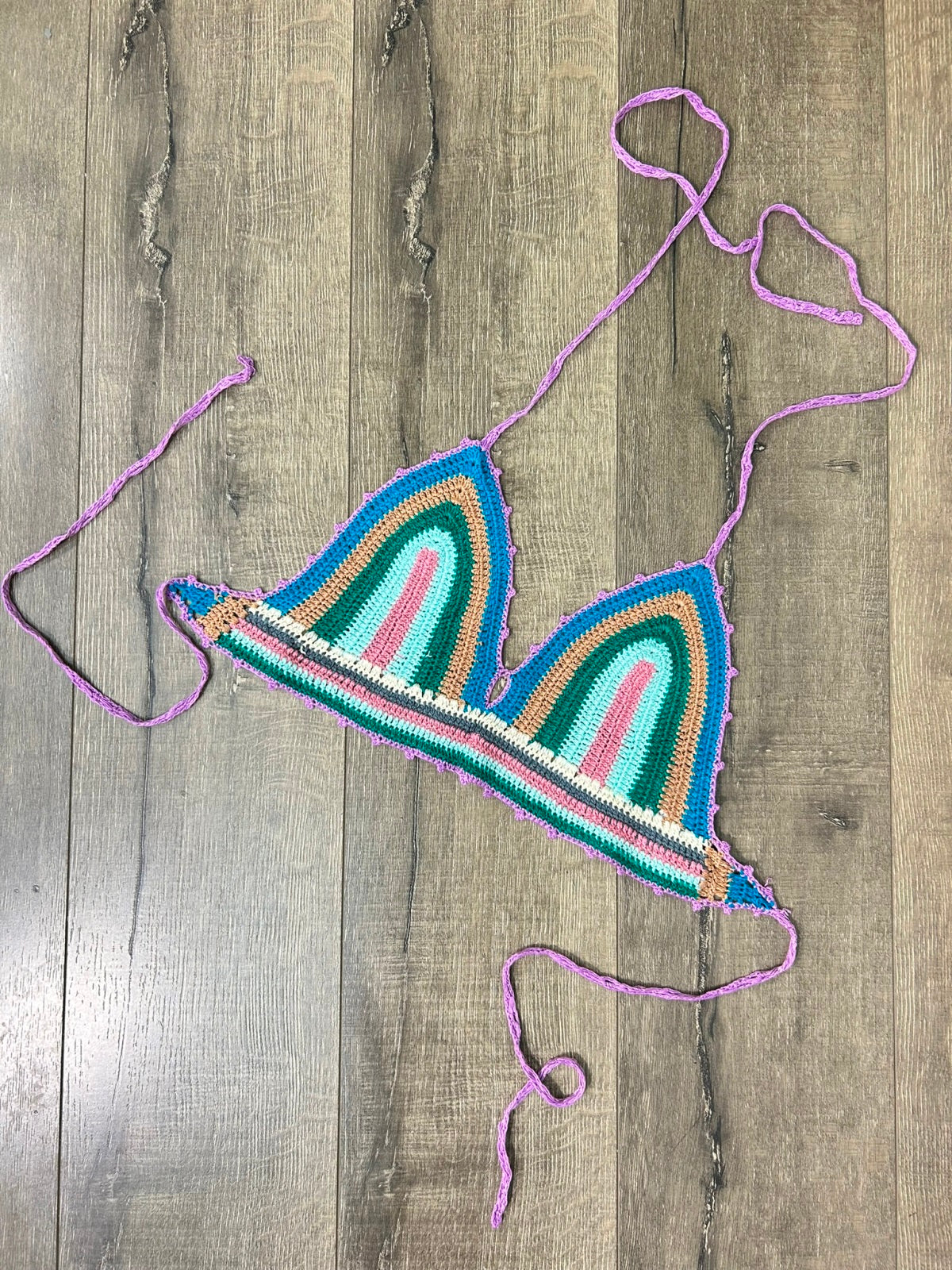 Multi Crochet Halter Tie Crop Top