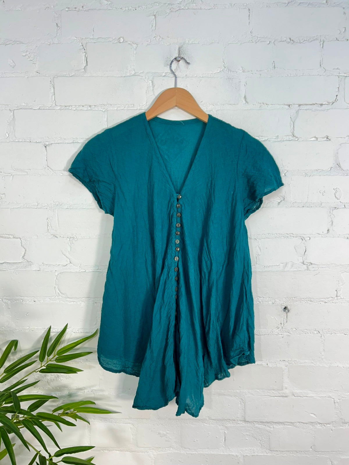 Full Button Short Sleeve Blouse