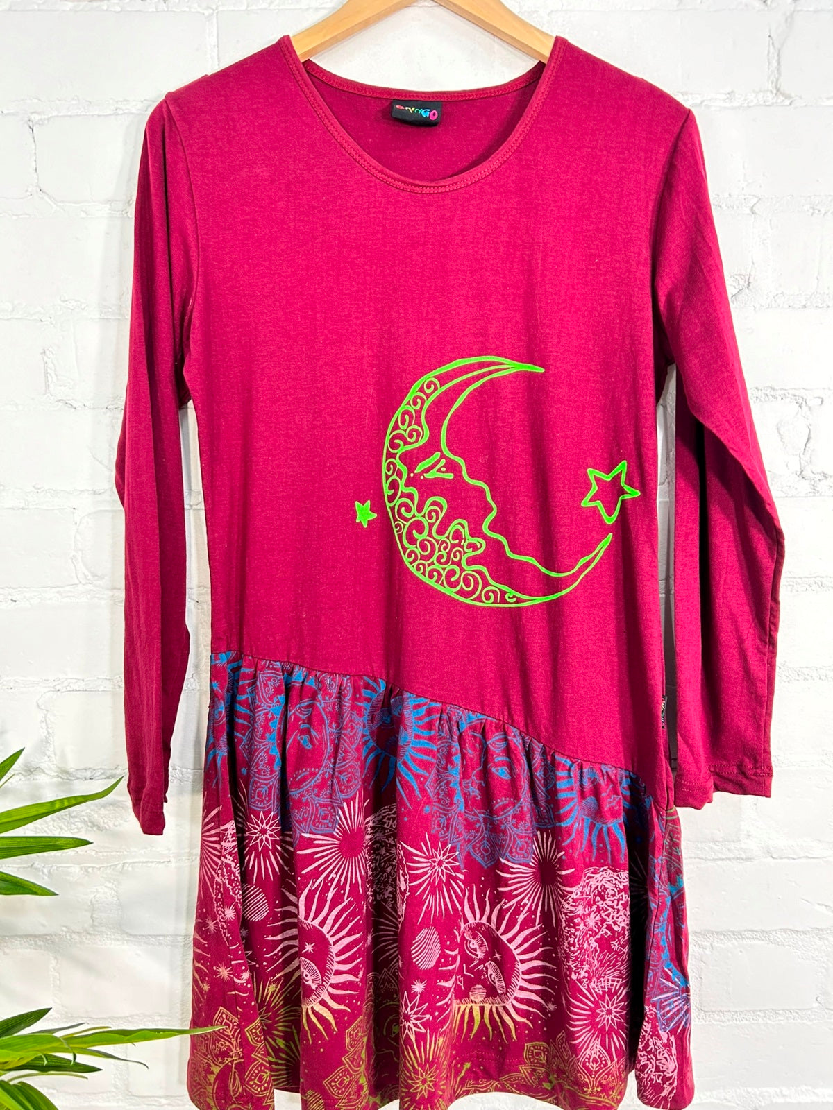 Moon Print Long Sleeve Short Dress