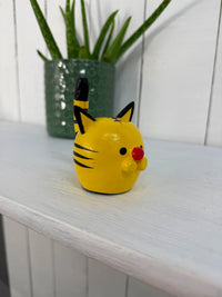 Round Wooden Cat Figure