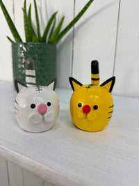 Round Wooden Cat Figure