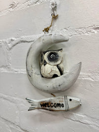 Owl in Moon Welcome Sign