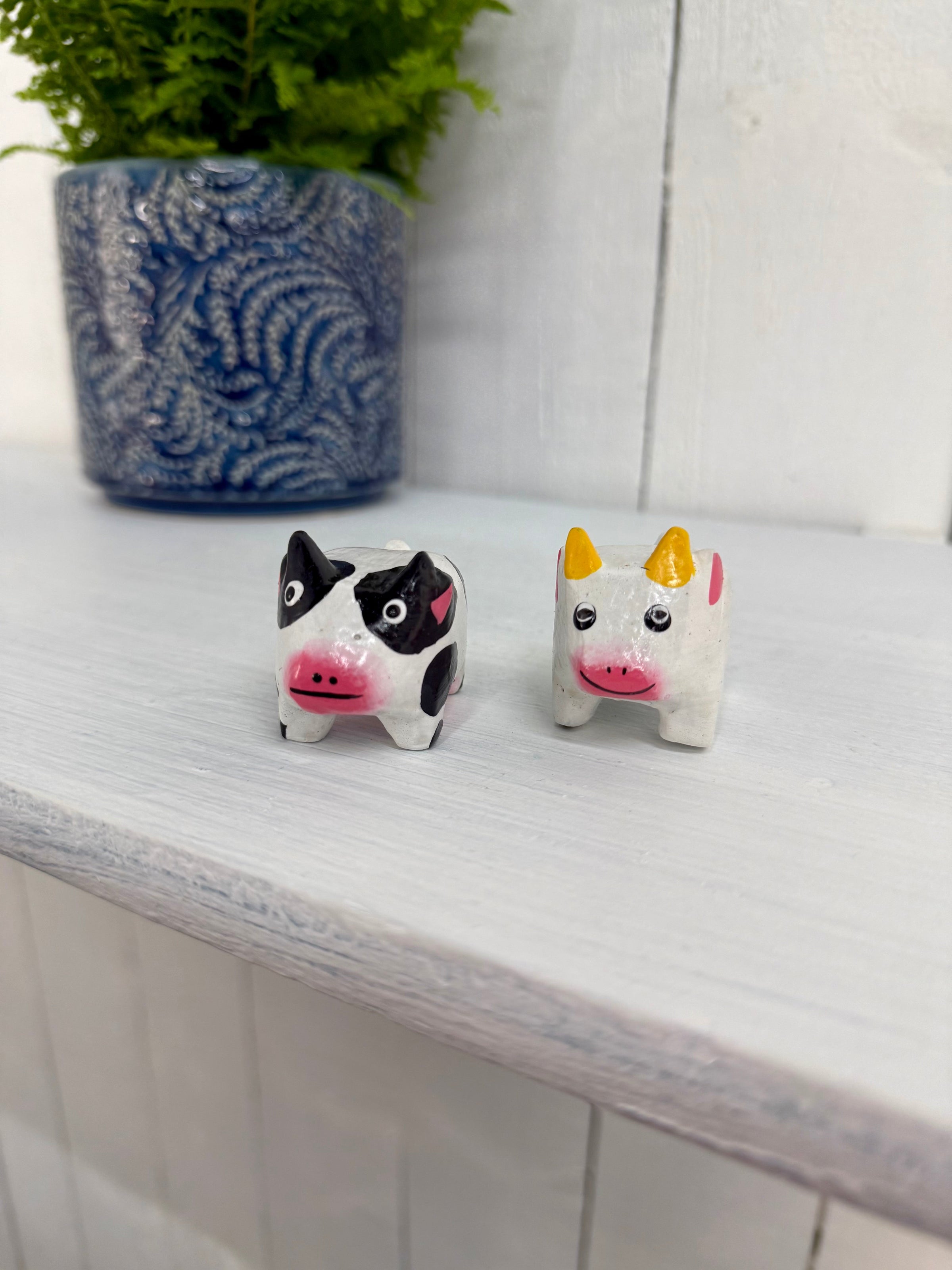 Small Wooden Painted Cow