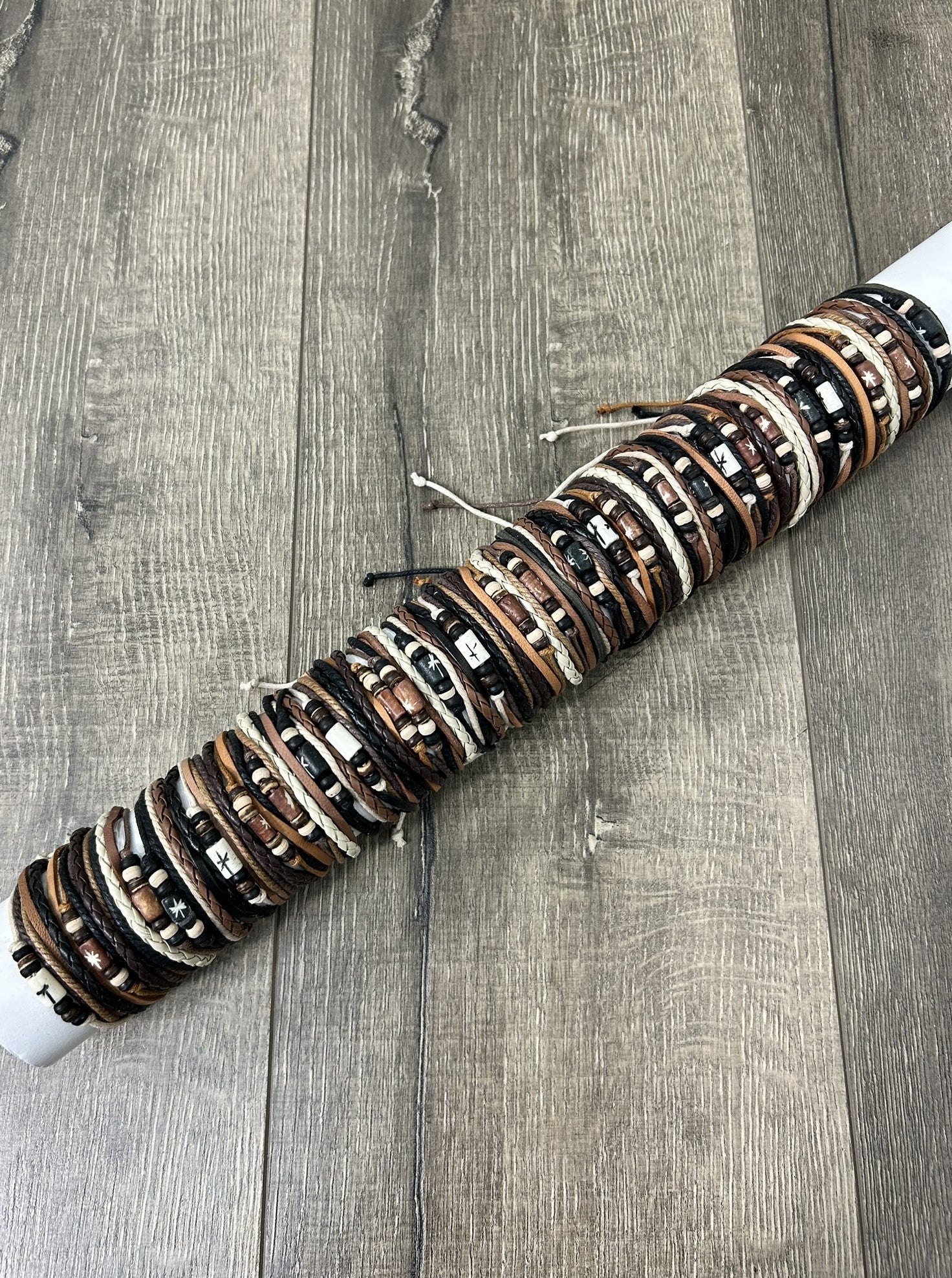 Beaded Leather Wristband