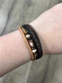 Beaded Leather Wristband