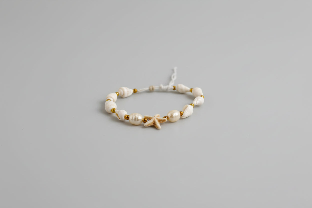 White Shell & Pearl Starfish Bracelet