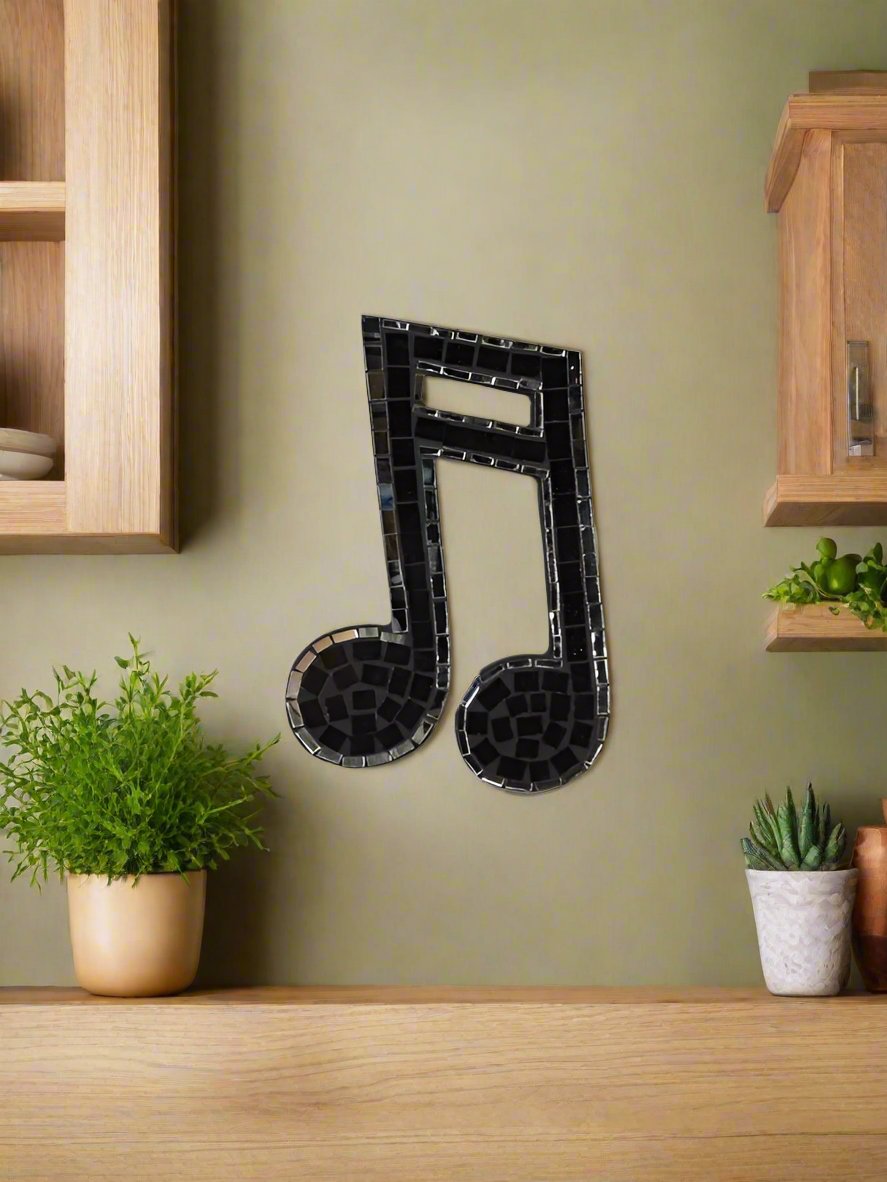 Hanging Black Mosaic Musical Note