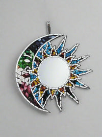 Round Mosaic Moon & Sun Mirror