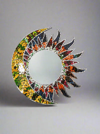 Round Mosaic Moon & Sun Mirror