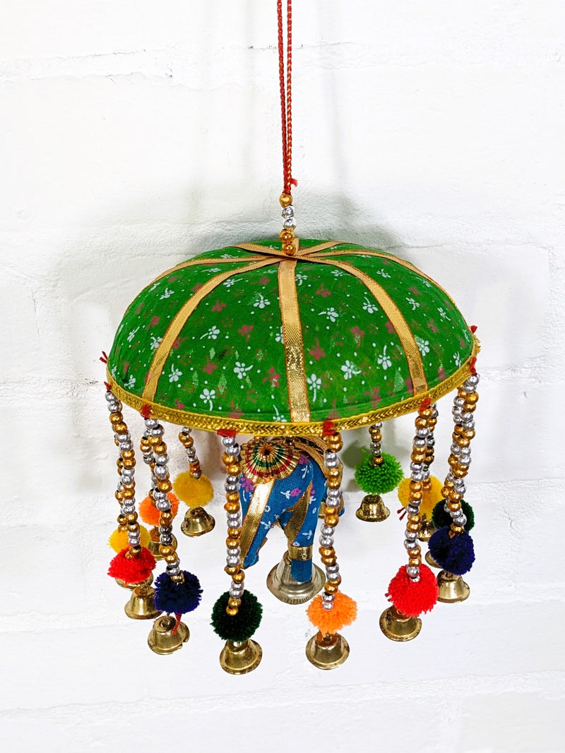 Large Umbrella With Elephant, Beads & Bells