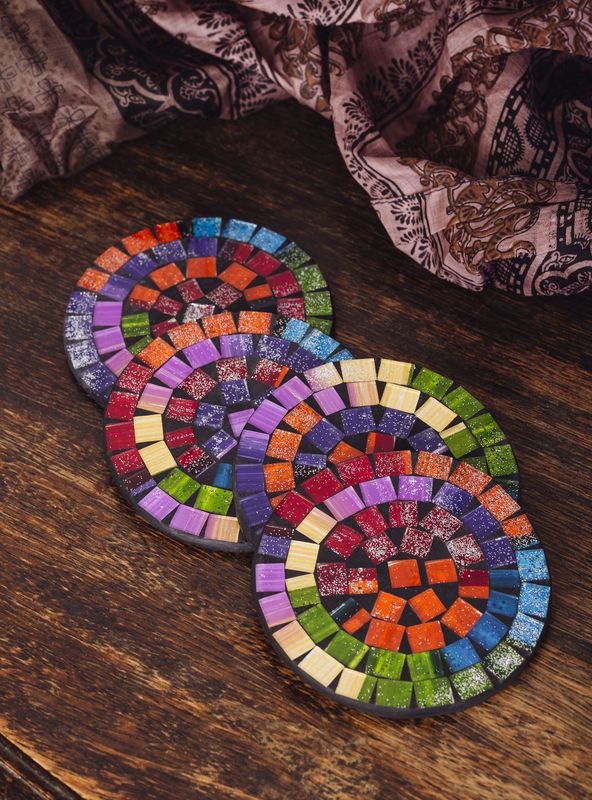 Set Of 6 Mosaic Round Coasters