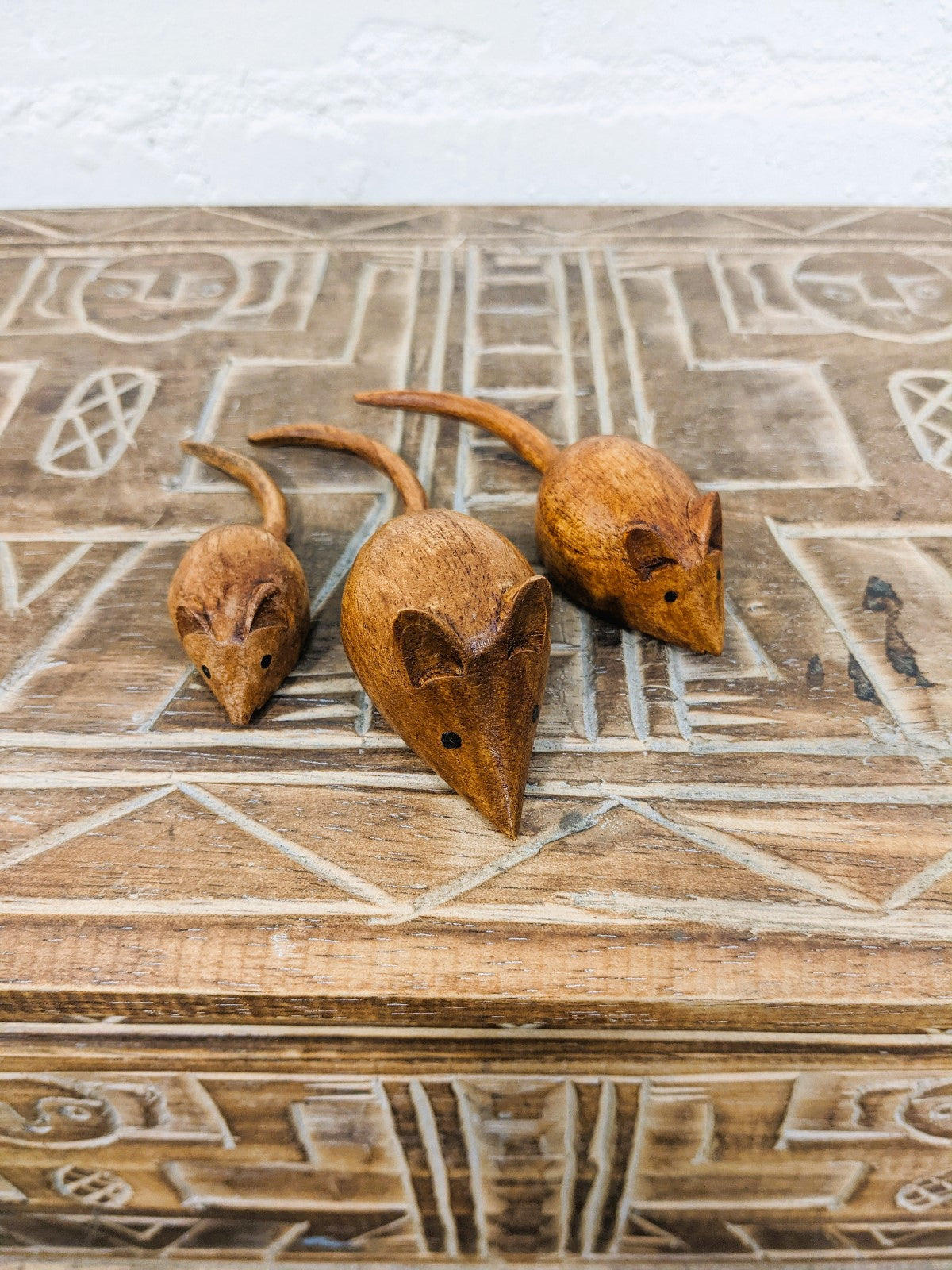 Set of 3 Wooden Mice - Original