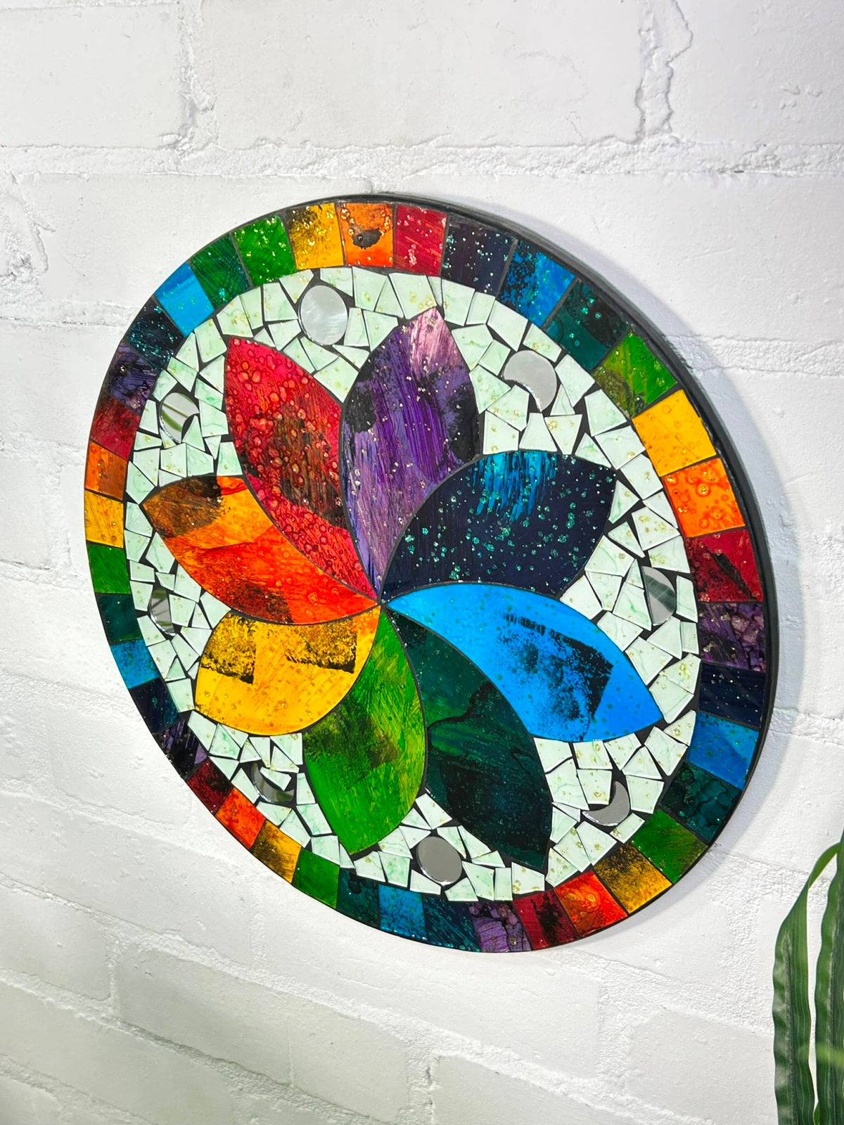 Mosaic Flower Plaque