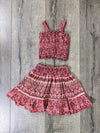 Two Piece Floral Top And Skirt