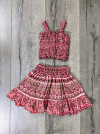 Two Piece Floral Top And Skirt