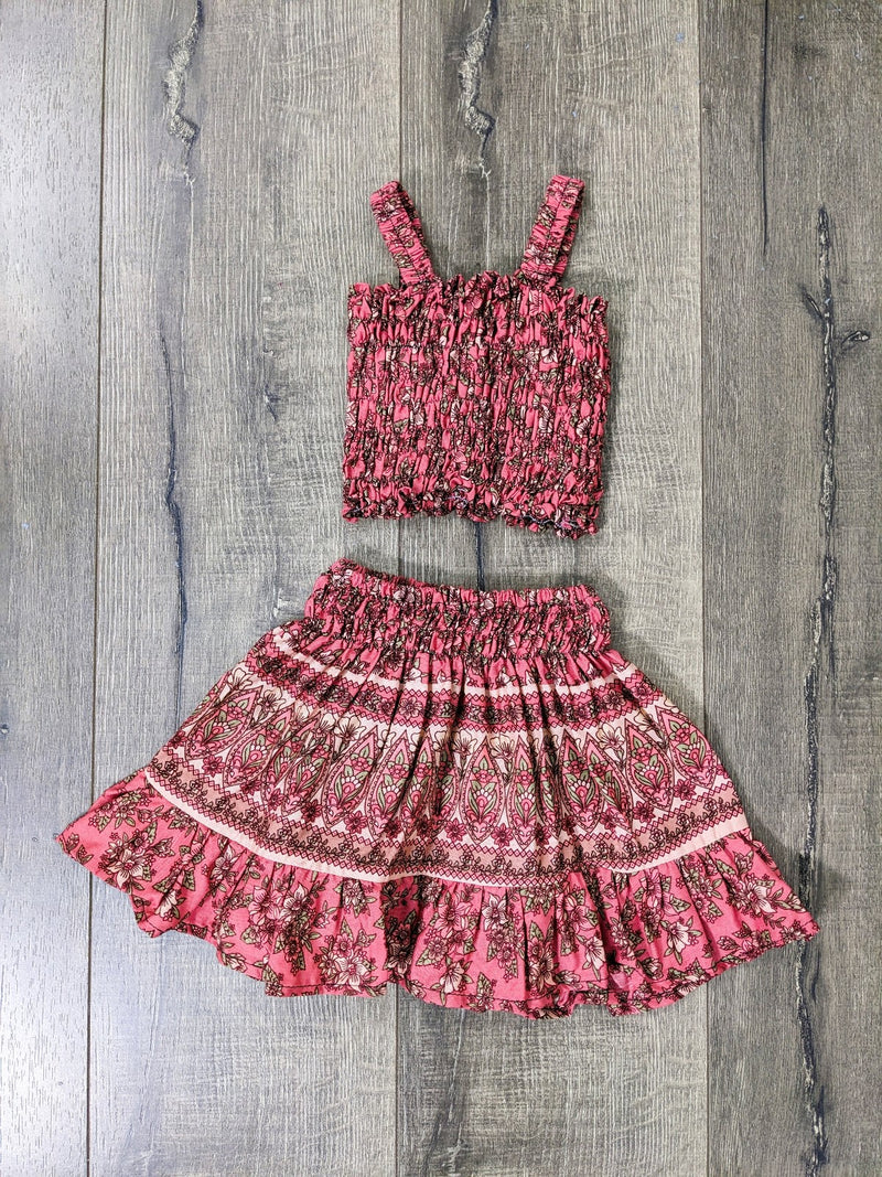Two Piece Floral Top And Skirt