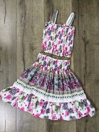 Two Piece Floral Top And Skirt