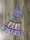Two Piece Floral Top And Skirt