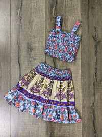 Two Piece Floral Top And Skirt