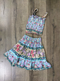 Two Piece Floral Top And Skirt