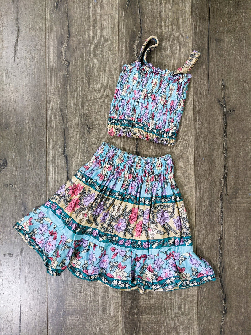 Two Piece Floral Top And Skirt