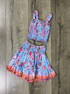 Two Piece Floral Top And Skirt