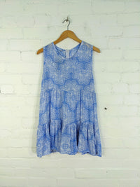 Mixed Print Short Sleeveless Tunic Dress