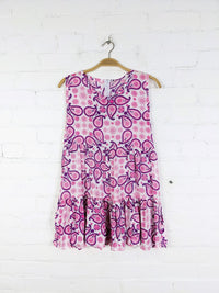 Mixed Print Short Sleeveless Tunic Dress