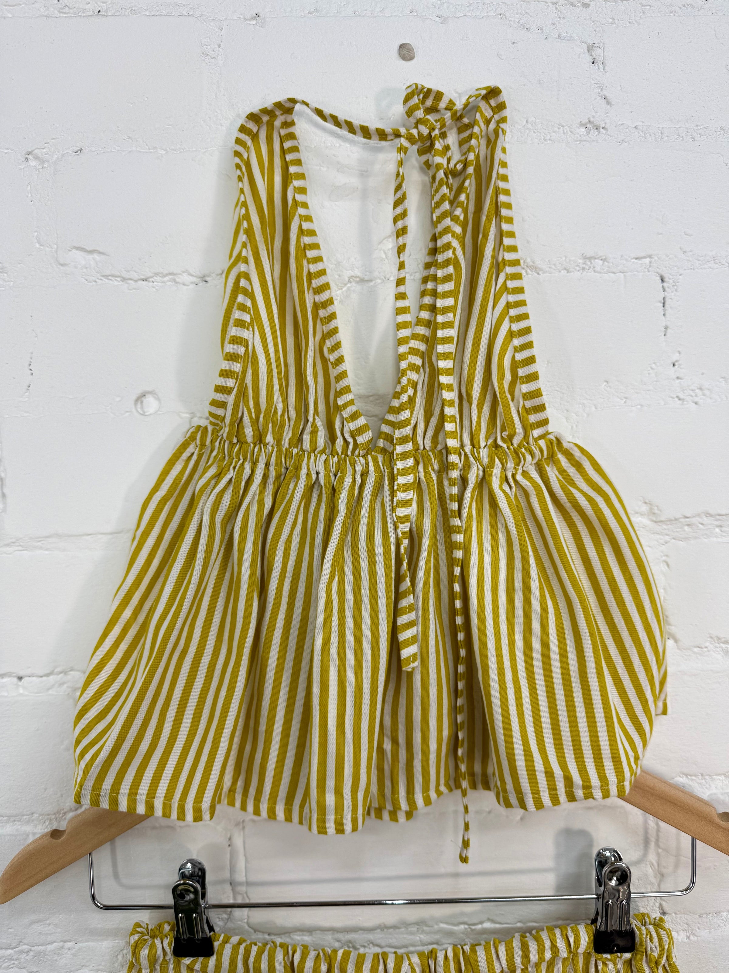 Striped Straight Leg Trousers & Halter Top Set