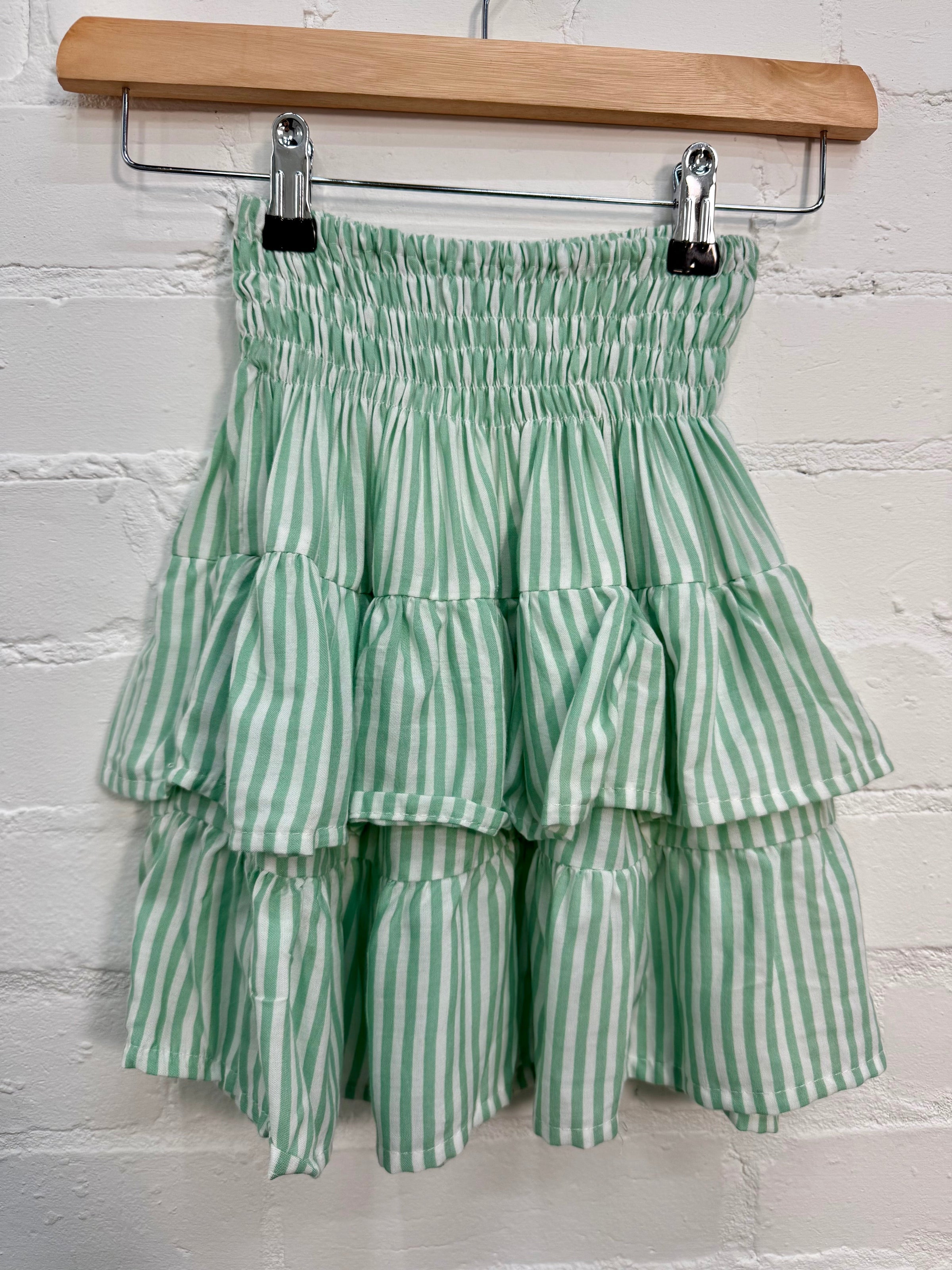 Striped Short Skirt & Tie Top Set