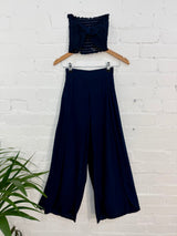 Plain Side Split Trousers & Tube Top Set