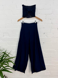 Plain Side Split Trousers & Tube Top Set