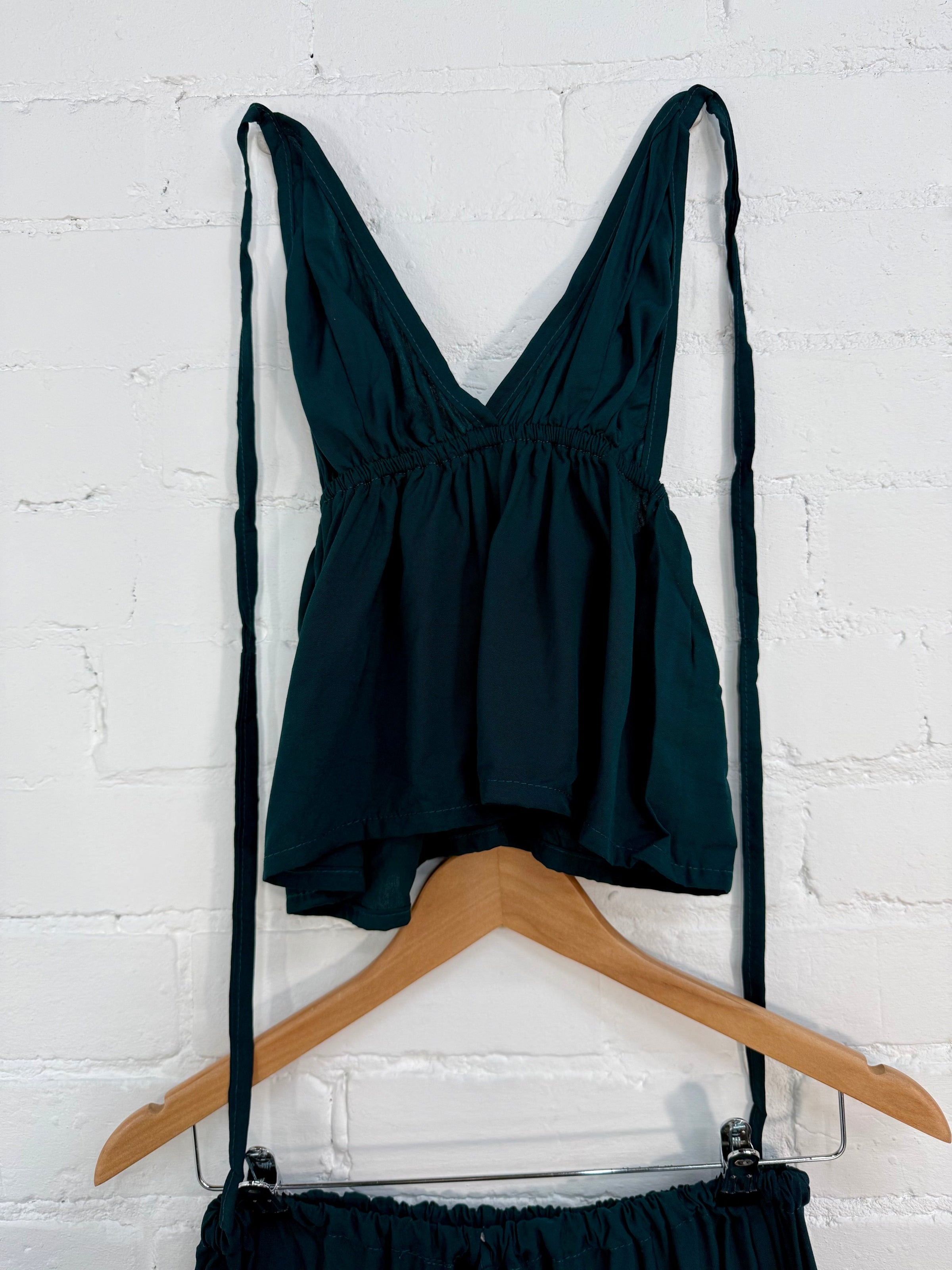 Plain Trousers And Halter Top Set