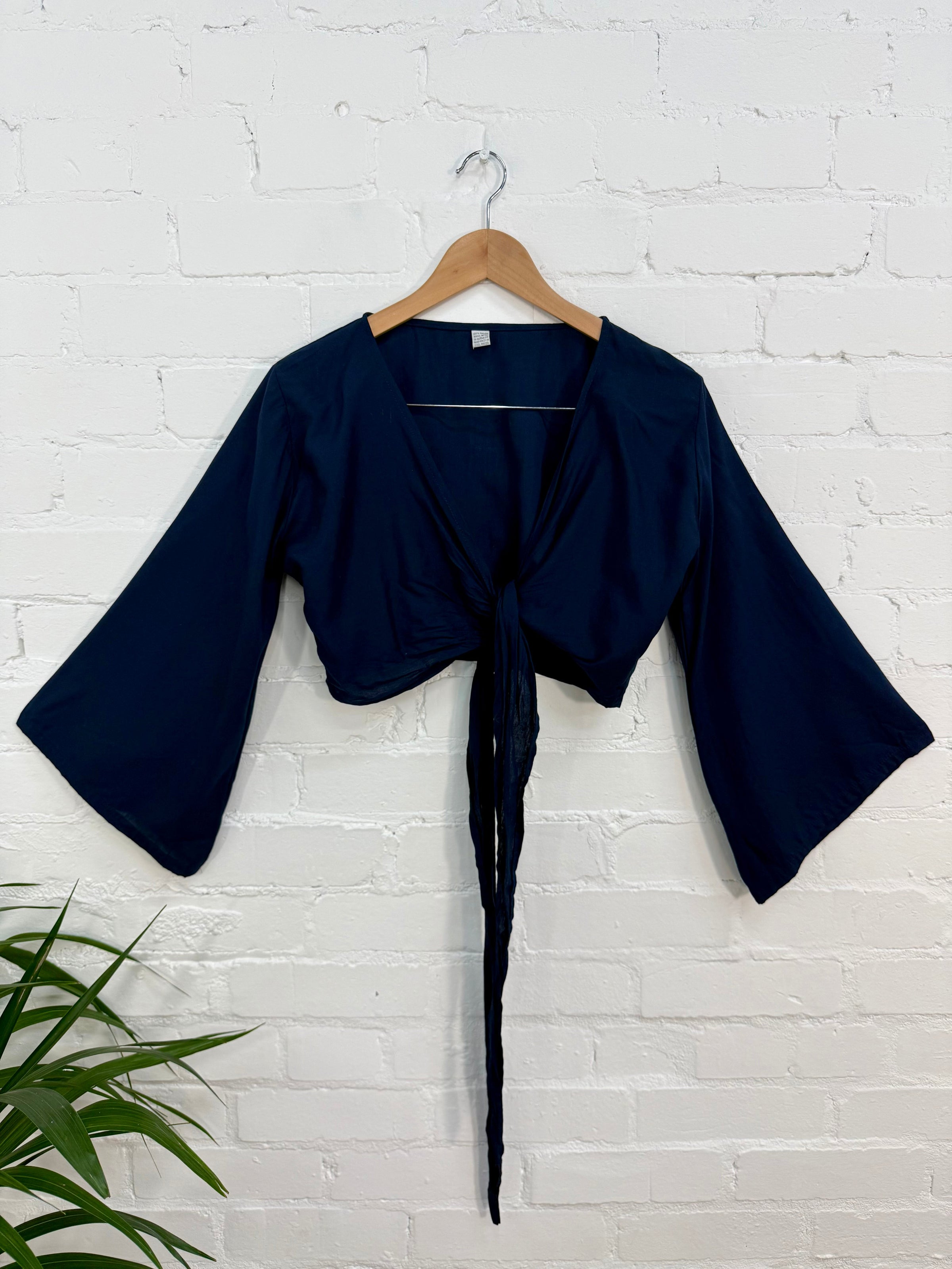 Plain Short Skirt And Tie Top Set