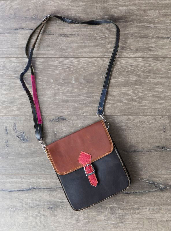 Square Recycled Leather Shoulder Bag