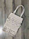 Cream Macrame Tassel Bag